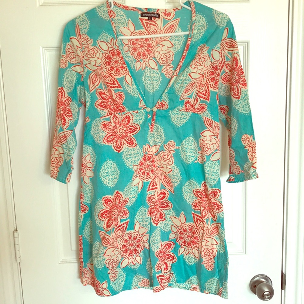 Floral turquoise tunic